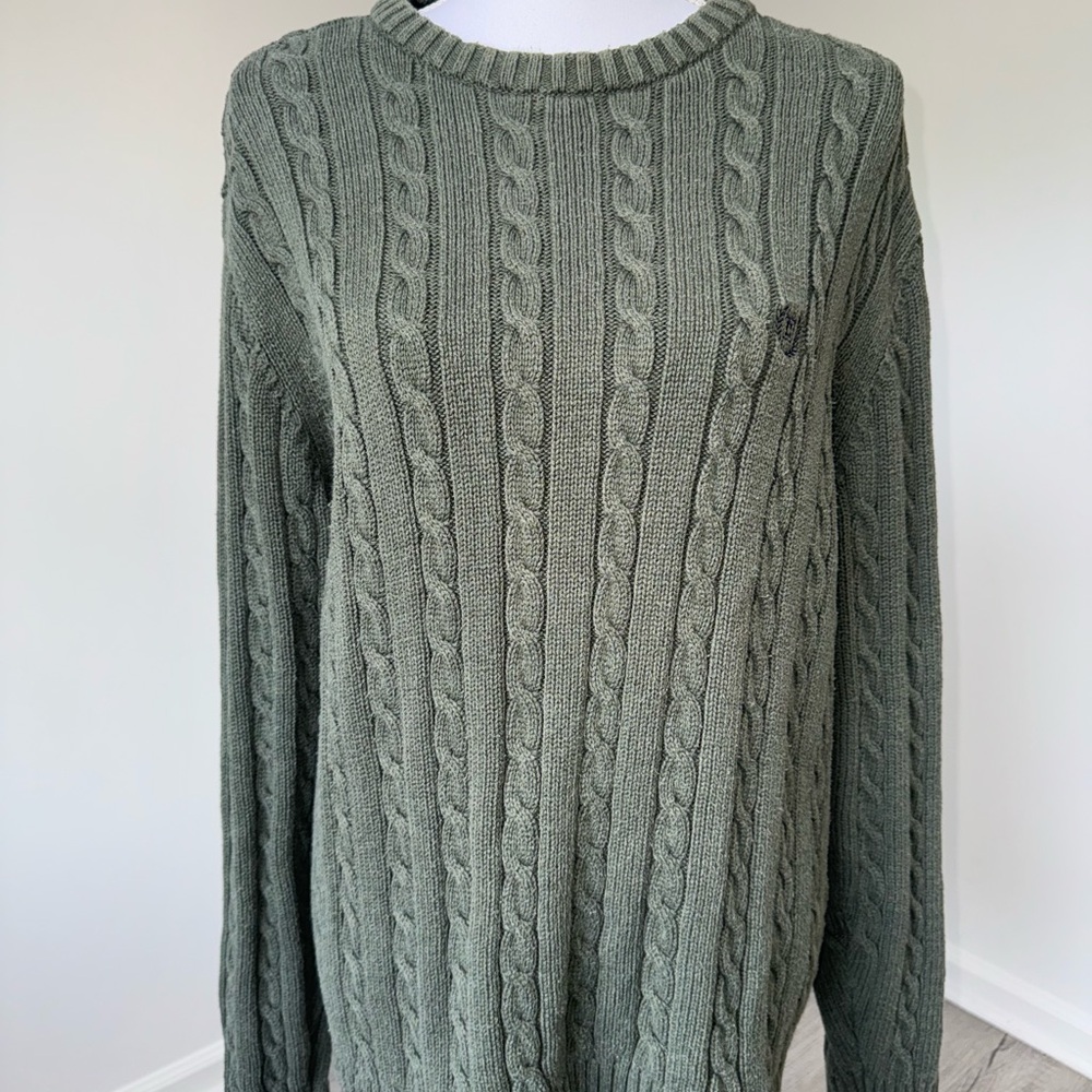 Vintage 90s Chaps‎ Green Cable Knit Sweater